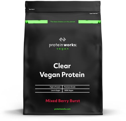 Protein Works - Protéines végétaliennes claires, boisson rafraîchissante à haute teneur en protéines, 18 shakes, baies mélangées, 270 g