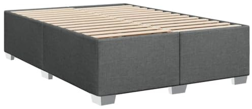 vidaXL Bettgestell, Bett mit Bettfüße Lattenrost, Polsterbett für Schlafzimmer, Doppelbett Bettrahmen, Modern, Dunkelgrau 160x200cm Stoff