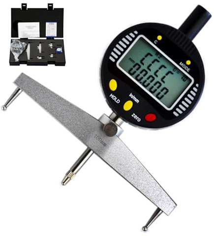 guoyjmm High Accuracy Digital Radius Gauge, Radius Range: 5-700mm (0.2-27.5”), Linear Range: 0-12.7mm (0-0.5”), with 10mm/20mm/30mm/60mm/100mm Changeable Measuring Jaws