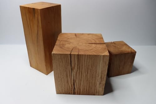 Holzblock Eiche Geölter 20x20x..cm Massiver Eichenblock, Holzklotz, Holzdeko, Sitzhocker, Eichenwürfel, Beistelltisch, Hocker (20x20x35cm)