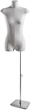 Schaufensterpuppenkörper, Torso mit Standfuß, weibliche Schneiderpuppe, Schaufensterpuppe, Schaufenstermodell für Jacken, Mäntel, Hemden, höhenverstellbar, leicht, beige