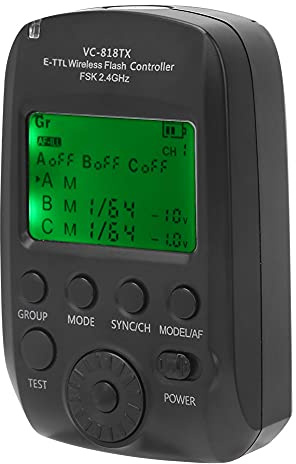 Déclencheur De Flash VISICO VC-818TX E TTL Transmetteur sans Fil pour Ports De Synchronisation Haute Vitesse 8 Canaux 30ID Compatible Systèmes Multi-Marques
