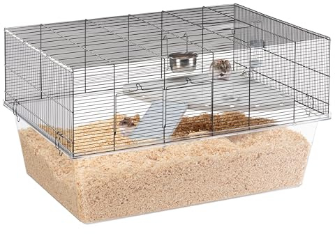 Ferplast Hamsterk, Mäusekäfig und Käfig für Gerbil Glassy 80, Zweistöckiges Zubehör-Habitat für Kleintiere, Hohe und Geräumige Basis, Sicherheitshaken an den Türen, 78,5 x 57,5 x 44,5 cm