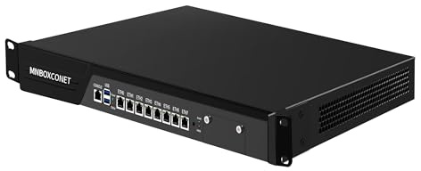 MNBOXCONET 1U Rackmount Server 19'' Firewall Router Appliance i3-9100, 8 x i226V Gigabit Ethernet Console OPNsense, VPN, Network Appliance, VGA, USB 3.0, GPIO, Barebone NO RAM NO SSD