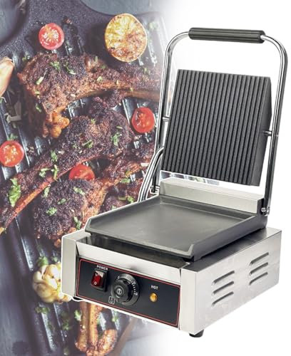 forplubossmmp Prensa para Sándwich De Una Sola Placa/Sandwicheras Eléctricas Y Prensas De Pan para Comercial/Parrilla con Placa De Calentamiento Antiadherente/Temperatura De 50 A 300 ℃,Smooth
