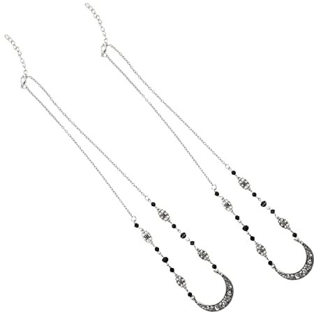 Healvian 2stücke Stirnkette Vintage-stirnband Retro-stirnband Damen-stirnband Zarter Kopfschmuck Legierung Künstlicher Kristall Haarband Stirnschmuck Haarreif Halbmond Halbmonde