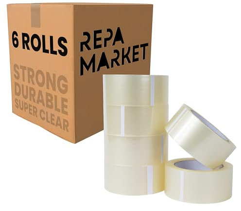 Repa Market 6 Rollen 48 mm x 132 m Transparentes Klebeband – Acryl Klebeband Durchsichtig – Superklares und Diskretes Polypropylen Verpackungsband - Packetbandrollen - Superklar Paketband
