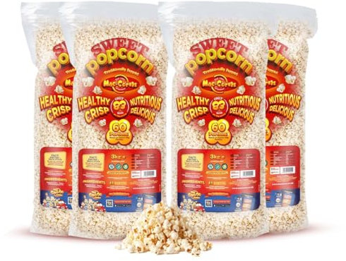 MacCorns - Sweet Popcorn | 4 x 3kg Bulk Packs | Traditional Freshly Popped Popcorn for Any Event - FREE FROM: GM - Sesame - Soy - Nuts - Dairy - Gluten - Allergen FREE !
