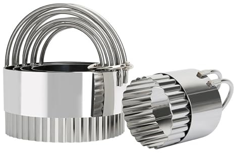 HRLORK Cookie Cutters Set 5 Pcs Stainless Steel Cutters with Handles Baking Mold Dough Cutter Tool for Pastry Biscuit Cake for Decorating Birthday Party (Wave)