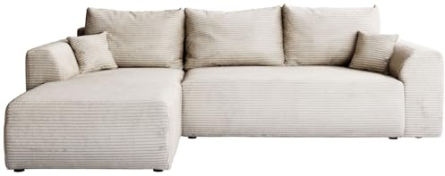 BROMARKT Ecksofa mit Schlaffunktion und Bettkasten L 280x184x85 Beige