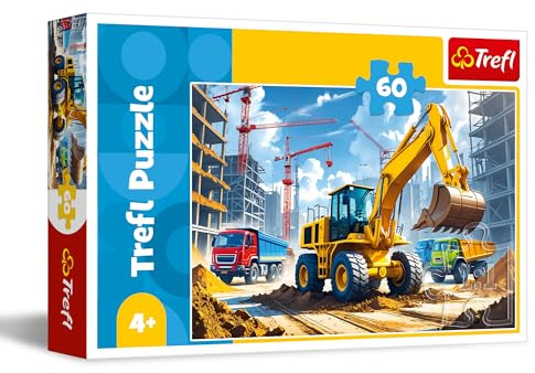 Trefl - Puzzle 60 Teile, Baggerlader, Fahrzeuge, 4+