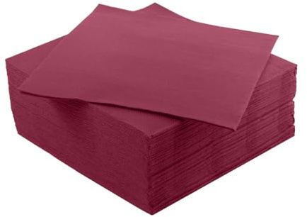 Tovaglioli di Carta Colorati 2 Veli (38x38 cm) Tovaglioli Punta a Punta Disponibili in Confezione da 40 o 200 Pezzi, Adatti a Ristoranti, Bar, Pub, Feste ed Eventi (Bordeaux, 40 pz)