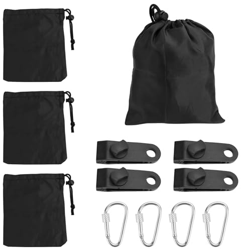 NCTNCX Bolsa de peso portátil, 4 bolsas de peso | 4 mosquetones, 4 clips, pesos de mantel para exteriores, pesos de cortina para exteriores