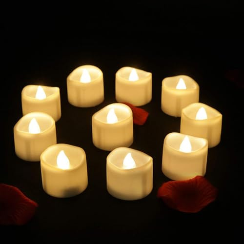 HAZENS LED Teelichter mit Timer 12-Stück | Elektrische flackernde Kerzen Mit Timerfunction | flammenlose Teelichter | automatisch 6 Stunden an & 18 Stunden aus 3.5x3.6CM, warm-weiß
