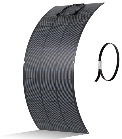 ECO-WORTHY Panel Solar Flexible 200 W, material ETFE, 18 BB, monocélula, 25% de alta conversión para balcon, RV, caravana, barco, techo, camping, casa, yate, superficies irregulares
