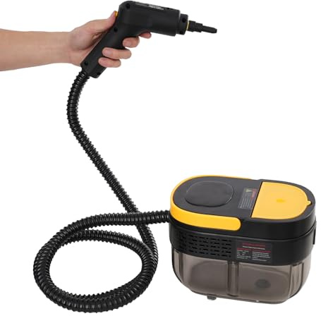 Fyssnn ångrengörare handenhet 1 600 ml, 1 500 W mångsidig ångrengörare med 3,0 bar tryck och tillbehör, uppvärmningstid: 15 s, handångtvätt för bil, golv, kök, badrum, klädsel, kakel, fönster (gul)