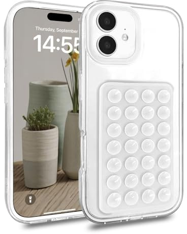 Altartar Trasparente Custodia per iPhone 12/12 Pro Pro Max Ultra Sottile Cellulare Con Ventosa Rimovibile Custodia Clear Silicone Resistente agli urti Case Protettiva TPU Ventosa Suction Cover-Bianco