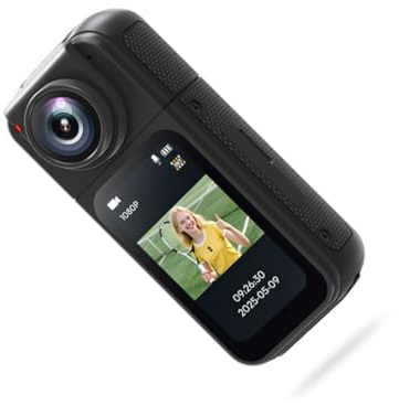 Caméra de poche portable 1080p rotative à 180 degrés Enregistreur vidéo numérique portable Cyclisme Sports Voyage Caméscope Portable Cordon de poche