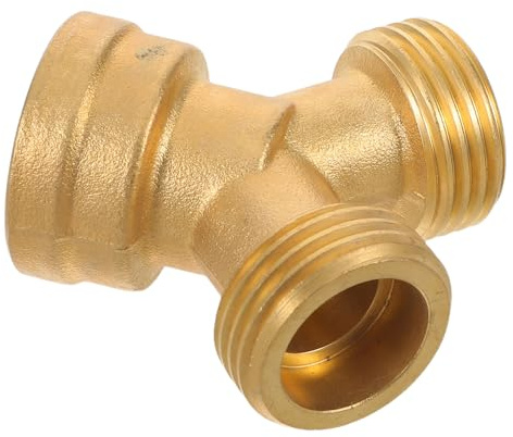 POPETPOP Conector Latón Sólido Adaptador Macho Macho con Válvula Antigoteo para Manguera de Jardín Divisor de Agua Riego Resistente y Estable para Exterior