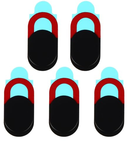 DECORNIJIA Set de 5 Cubiertas Prácticas para Cámara Web de Laptop y Computadora, Material Abs Plástico Rojo, Multifuncionales y Protectoras de Privacidad