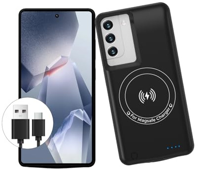 Giabuao Battery Case for Samsung Galaxy S23 Plus/S22 Plus 15000mAh,Fast GAN Charger Portable Extended Powerbank Charging Case,Qi Wireless Recharger Battery Backup with 20W USB-C Cable Black