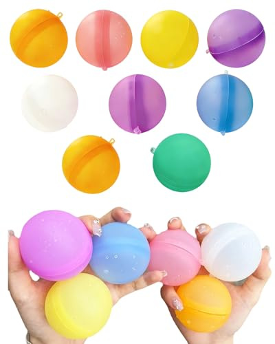 CATZUM 9 Stück Wiederverwendbare Silikon Wasserballons Schnellfüller für Kinder & Erwachsene, Outdoor Wasserspielzeug (Pool, Strand, Garten)