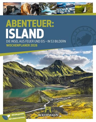 Island Wochenplaner Kalender 2026 | Die Insel aus Feuer und Eis | Eindrucksvoller Reise-Wochenkalender im Hochformat (25x33 cm) | Rätsel & Sudokus