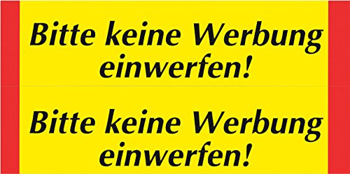 Metafranc Klebeschild Bitte keine Werbung einwerfen – 2 Stück | Beschilderung – Infoschild – Briefkastenschild – als Klebeschild – als Schild – mehrteiliges Set – übersichtliche Anwendung
