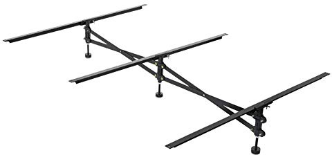 MALOUF Center Support System Replace Wooden Bed Slats-Universal Size Full to King-Adjustable Leg Height, Black