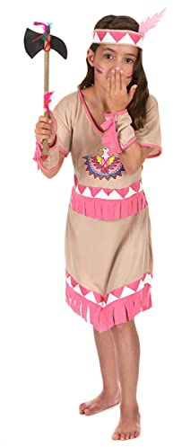 DEGUISE TOI Costume indiana bianca e rosa per bambina - Rosa - S 4-6 anni (110-120 cm)