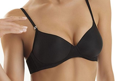 SÌèLEI, Reggiseno con Coppe Graduate, Realizzato in Morbida Microfibra, con Finiture Invisibili e Senza Ferretto, Designed in Italy, Color Nero, Taglia 2B
