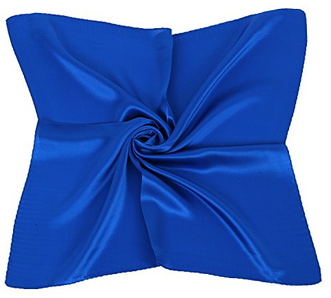 PB-SOAR Damen Mädchen Glänzend Halstuch aus 100% Seide, Seidentuch Seidenschal Schal Bandana Kopftuch Nickituch, 52 x 52cm (Knallblau)