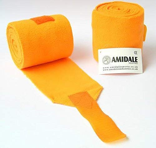 Amidale Polo Wraps Fleece Stable Bandages Horse Equestrian Leg Wraps Set Of 4 One Size (Orange)
