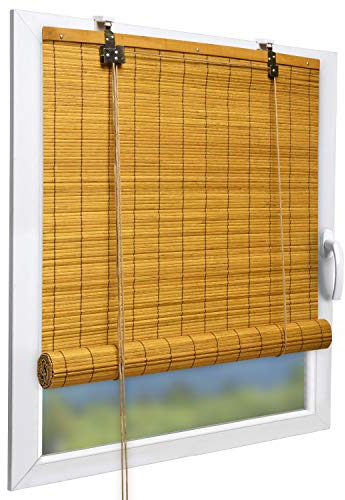 Sol Royal Bambusrollo 60 x 160cm SolDecor B86 - Sichtschutz Fenster Rollo Ohne Bohren - Raffrollo Bambus Inkl Klemmfix Träger - Holzrollo Natur mit Kindersicherheitsclip - Bambus