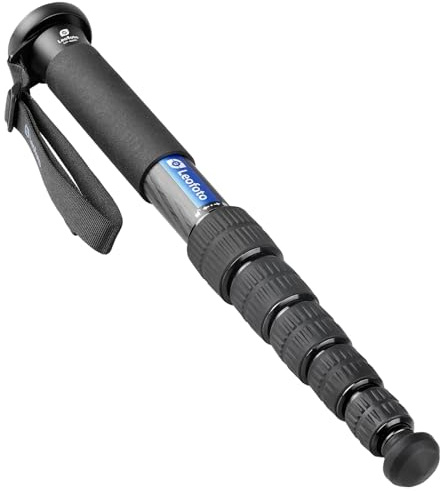 Leofoto - Monopode en Carbone - travaux Lourds - Poids Maximal : 15 kg - Max. Hauteur: 155 cm (sans rotule) - Six Sections d'extension - MP-326C
