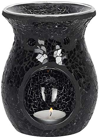 Large Black Crackle Oil Burner