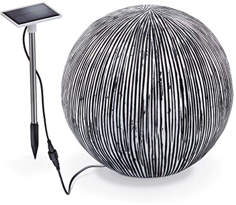 Esotec Gartendeko Solarkugel für außen | Sandstein-Optik | Solarkugelleuchte Garten | Gartendeko für draußen | Leucht-Kugel Kugelleuchte Solar-LED Solargarten wetterfest winterfest ⌀=27 cm 102676