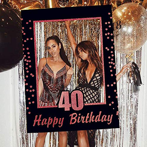 JeVenis Rose Gold 40. Geburtstagsfeier Photo Booth Requisiten 40. Geburtstag Fotorahmen Geburtstag Fotorahmen