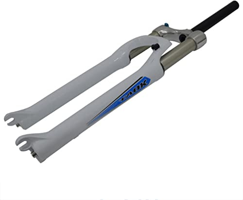 HSQMA Mountainbike Federgabel 26 Zoll MTB Öl-Gabel 80mm Federweg 1-1/8 Scheibenbremse Fahrrad-Vorderradgabel QR 9mm Manuelles Schloss (Color : White Blue)