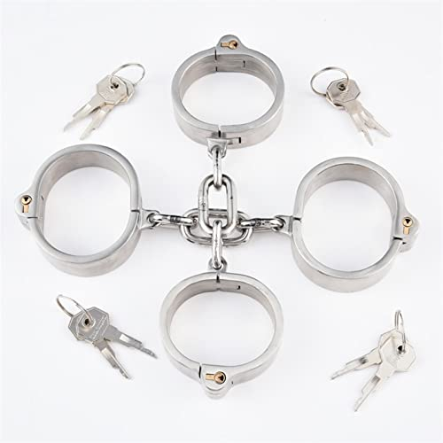 ROLOL Edelstahl Handschellen Knöchel Manschette Mit Kette Restraint Stealth Lock Design Hand Manschetten Fesseln Für Frauen Männer -Handschellen (Color : Male)