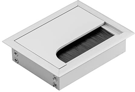 GTV - Passe-câbles Merida - Passe-câble avec Couvercle d'ouverture - Passage de câbles rectangulaire pour Meubles Passage de câbles/pour l'installation dans Le Plan de Travail / 80 x 100 mm/Argent