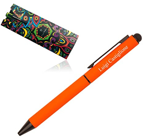 Pierre Cardin® CELEBRATION Kugelschreiber mit Gravur | Premium Stift Box | blaue Mine | edel | personalisiertes Geschenk | Namen | graviert | Jahrestag | Geburtstag (Orange)