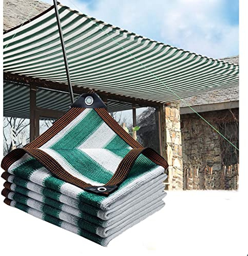 ZHJSHOU Rectangular Garden Sun Sail,Waterproof Shade Netting Outdoor Patio Sunscreen Awning Canopy,90% UV Block With Grommets,for Greenhouse,Parking,Green White,4X4m/13.12X13.12ft