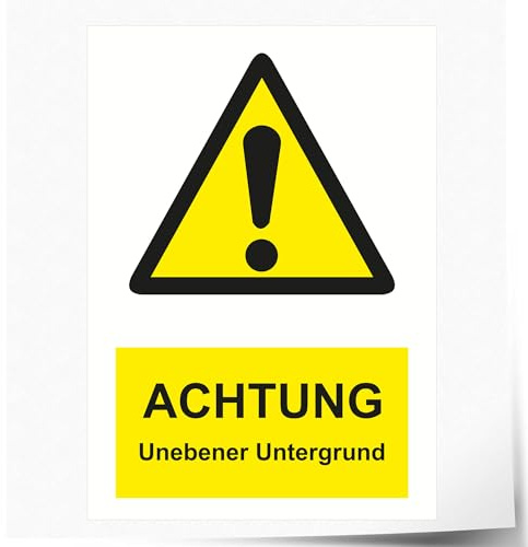 Indigos UG - Schild Achtung Unebener Untergrund - 148x210 mm - Hotel, Firma, Schutz, Kita, Arzt, Praxis - Sicherheit - Warnung - Aluverbundplatte 3mm, Wohnung - Hinweisschild - Warnschild