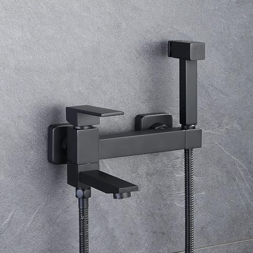 Set miscelatore a spruzzo per WC a parete con doccetta nera, accessorio per WC caldo e freddo, kit per miscelatore bidet, tubo doccia