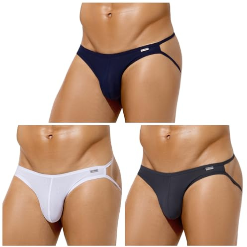 Casey Kevin Jockstrap Homme Lot de 3 String Lot de 3 Mesh Tanga Extensible sous Vetement Respirant Underwear