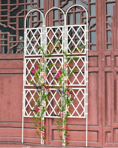 YAVYAV 125/170/210/250 cm Gartenspalier, PE-beschichteter Ranksäule Metall Für Den Innen- Und Außenbereich, Gartenzaun Als Sichtschutz, Rankgitter Kletterhilfe(Black,60x210cm(23.6x82.7in))