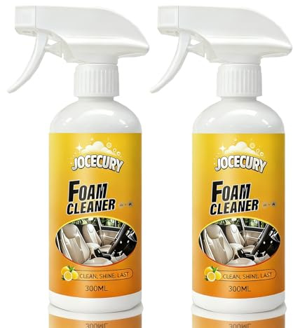 Jocecury 2Pcs Multi-Purpose Foam Cleaner, 600ML Car Interior Cleaner for Leather Seats, Fabric, Vinyl & Carpet, No Rinse Interior Detailer Spray for Shoes, Clothes & Home Surfaces