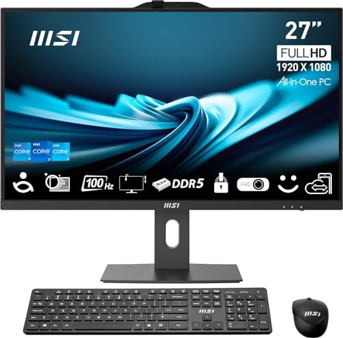 MSI PRO AP272P 27 IPS FHD All-in-One PC: Intel Core i7-14700, DDR5 da 32 GB, SSD NVMe da 1 TB, WiFi, supporto regolabile, tastiera e mouse, Windows 11 Pro: 14M-600US