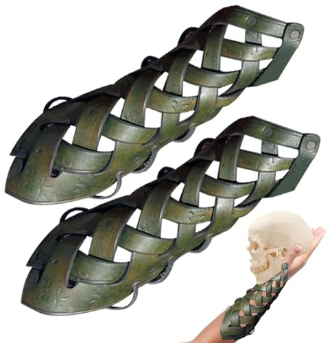 Armschutzpolster - Mittelalterliche Lederarmbänder, Leder-Kostüm-Armschienen | 2 Mittelalterliche Lederarmbänder, Halloween-Kostüm-Cosplay-Zubehör, verstellbare Leder-Armschienen für Kostüme Damen,